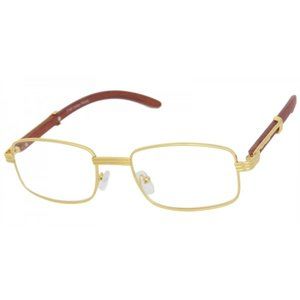 Men Hip Hop Vintage Frame Clear Lens Wood Glasses